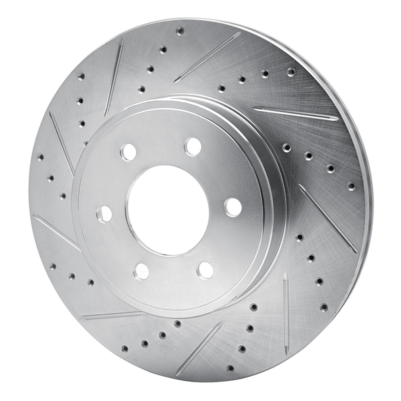 Dodge Durango Brake Rotor (1) - Front Left - R1 Concepts - Drilled & Slotted - Silver - 2003